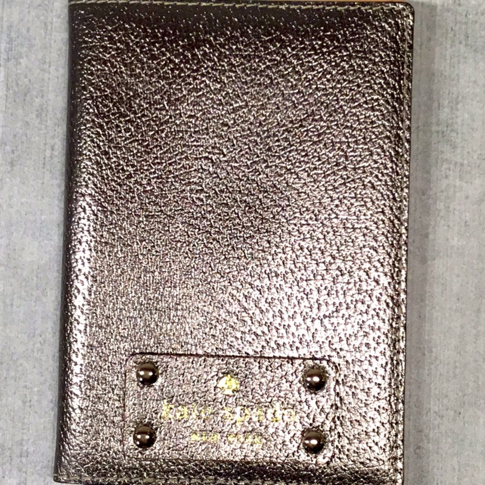 Kate Spade Metallic Silver Tone Passport Holder